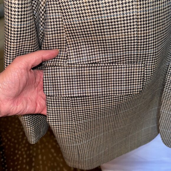 Ralph Lauren Houndstooth Blazer 40R 100% Silk 2-Button Jacket Money Business - Picture 7 of 13